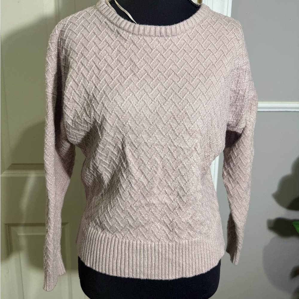 Soft Pink Chevron Crew Neck Sweater